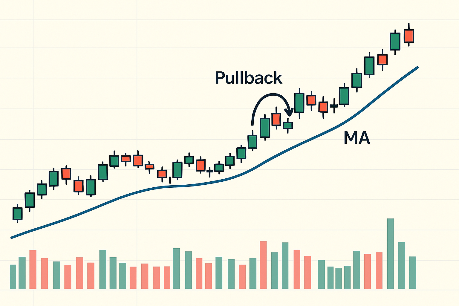 Minh hoạ điểm vào: breakout và pullback